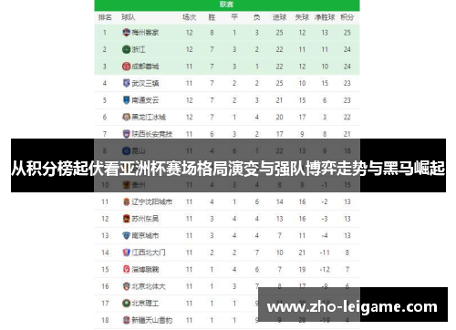 从积分榜起伏看亚洲杯赛场格局演变与强队博弈走势与黑马崛起